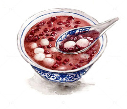 手绘红豆鱼丸