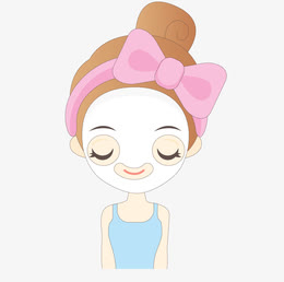 卡通做面膜的小女孩