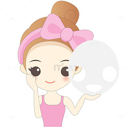 卡通正要贴面膜的美女