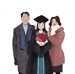 毕业典礼上的一家爱人