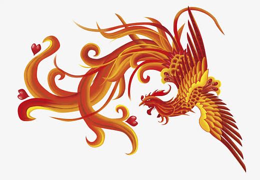 飞起的金黄色凤凰