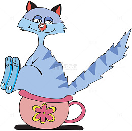 坐在罐子上的小猫