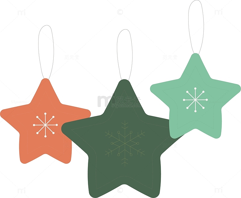 圣诞节清新淡雅三个五角星挂件