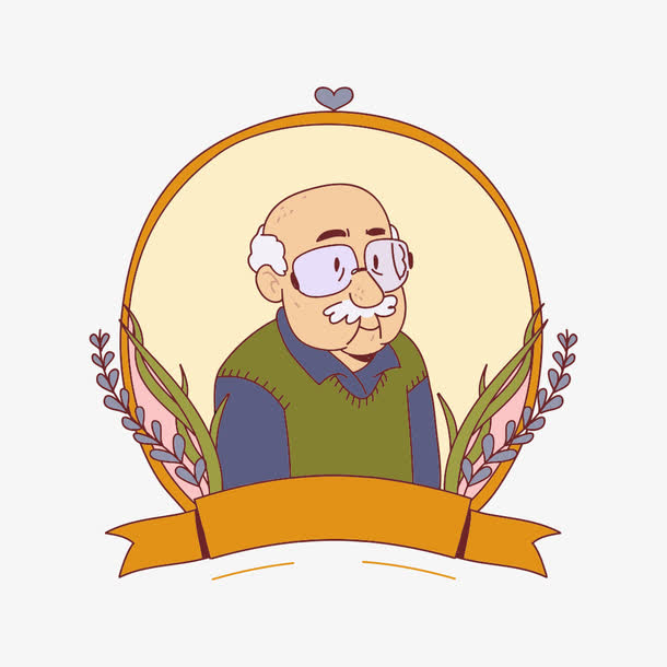 手绘老人矢量图