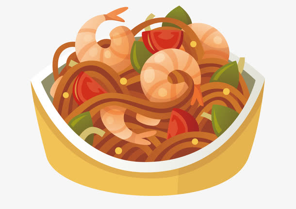 矢量卡通手绘炒面