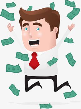 数着天上掉下来的钱的男子