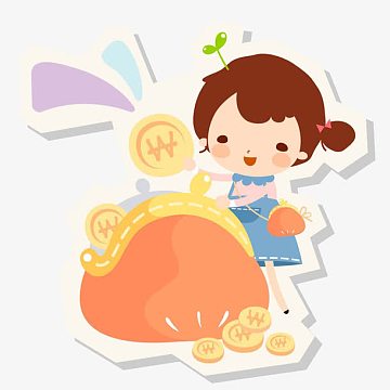 小女孩数着存钱