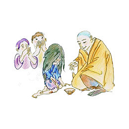 善良的和尚给乞丐钱
