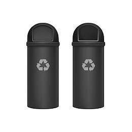 黑色护环境可回收标志的垃圾桶卡