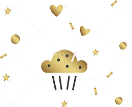 金色爱心星星花纹