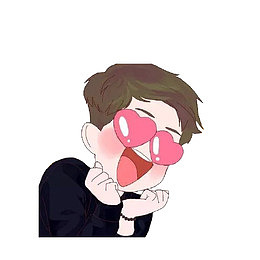 卡通激动惊呼眼毛爱心的男子素材