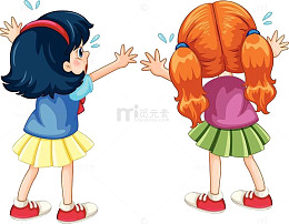 卡通哭泣的孩子