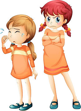 卡通哭泣的女孩