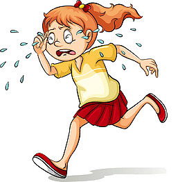 卡通哭泣的女孩