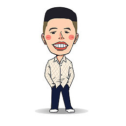 手绘窃喜男孩