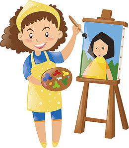 女孩画画
