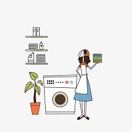 用洗衣机洗衣服的女士