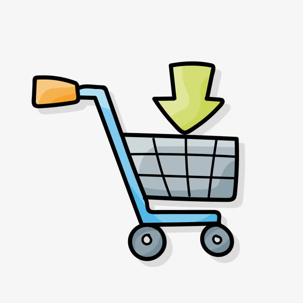 蓝色卡通购物车