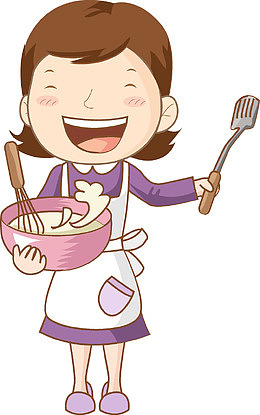 手绘做饭的女人免抠图