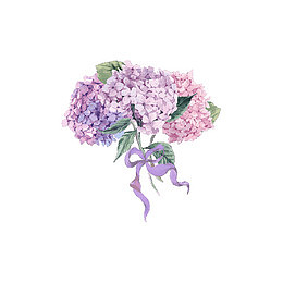 手绘浪漫唯美粉丁香捧花免抠