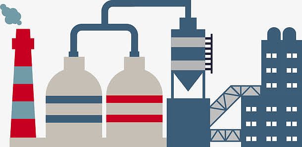 扁平化矢量工厂碳排放素材图