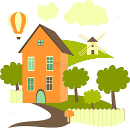 卡通彩色房屋建筑图