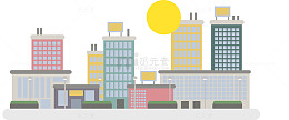 卡通矢量房屋街道素材图