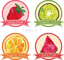 4款水果汁标签矢量图