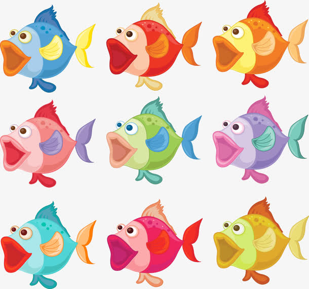 矢量手绘卡通小鱼