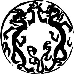 黑色双龙戏珠印章矢量图