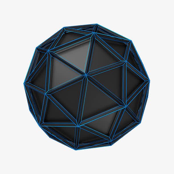 黑色立体科技几何球体PNG