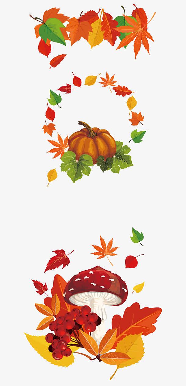 手绘秋季树叶装饰