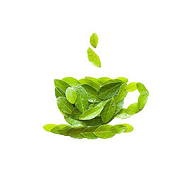 绿茶植物绿色茶杯