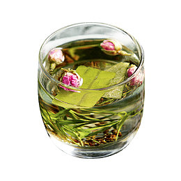 产品实物一杯茶水玫瑰荷叶茶