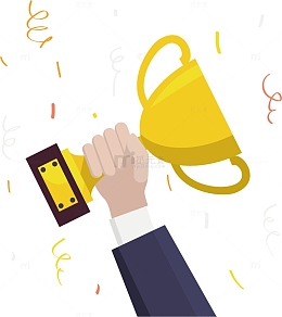 矢量拿着奖杯的手