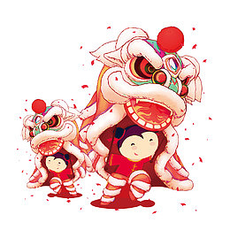 红色舞狮子