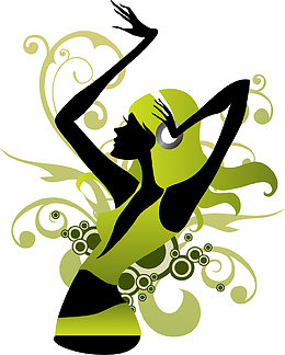 绿发音乐美女矢量素材