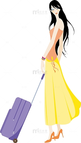 时尚人物插图女孩侧身