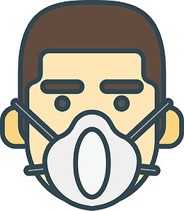 带活性炭口罩的卡通男人