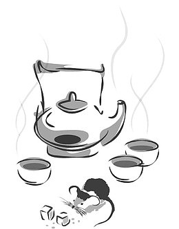 手绘水墨煮茶