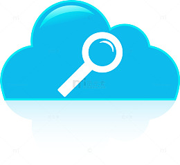 蓝色放大镜云朵图