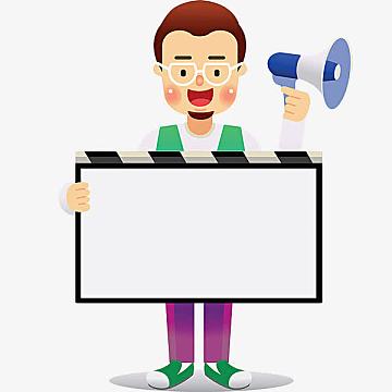 卡通男人拿着场记牌