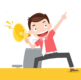 手绘拿着喇叭的男人免抠图