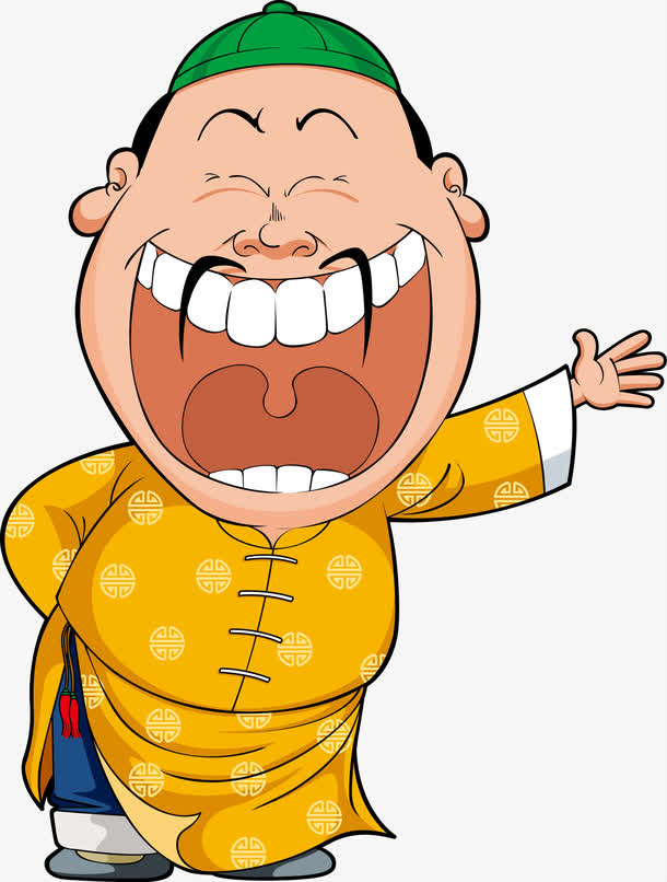 张嘴大笑的古人免抠图