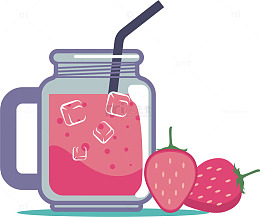 粉红色草莓果汁