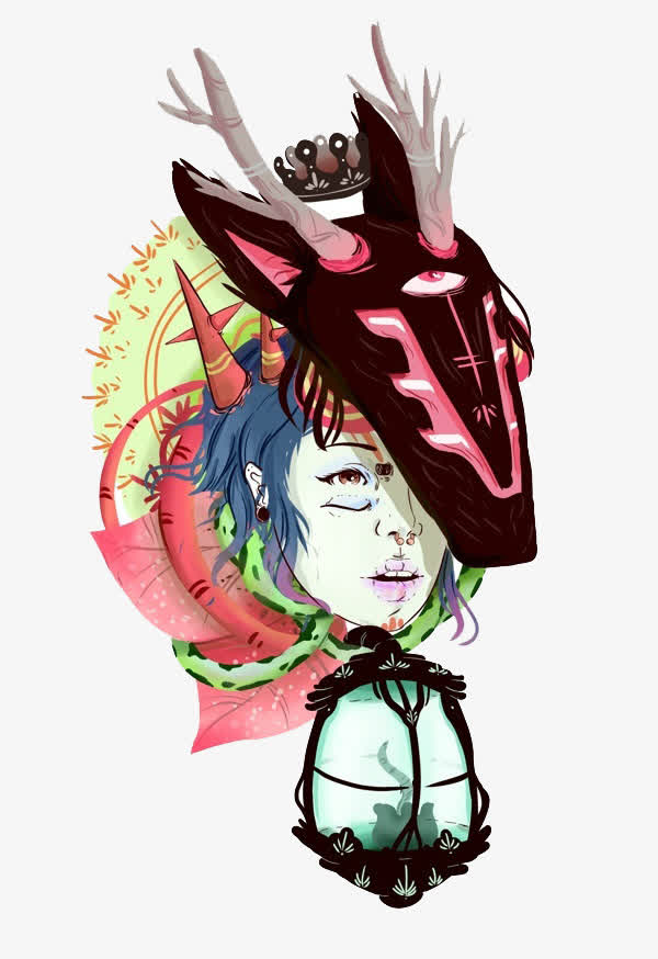 卡通野人面具头像