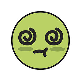 绿色卡通表情头晕元素