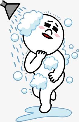 卡通馒头人洗澡沐浴