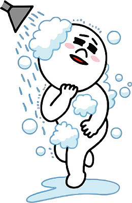 卡通馒头人洗澡沐浴