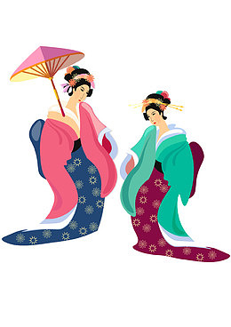 日本艺伎矢量图